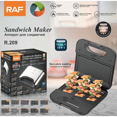 RAF 10 IN 1 Multifunctional SANDWICH MAKER 800 W R.209