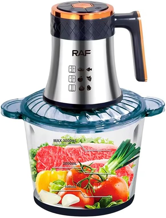 RAF glass chopper 800 watts, with handle, 3 liters - R.7043