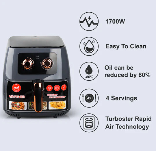RAF Air Fryer, Grey, 1700 Watt, 8 Liter, Model R.5294