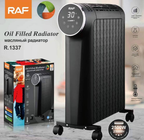 رادياتير RAF المملوء بالزيت، أسود، 2500 واط، موديل R.1337