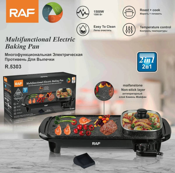 مقلاة خبز كهربائية من RAF، لون أسود، 1500 واط، موديل R.5303
