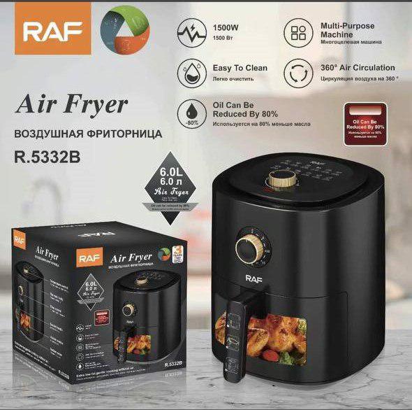 مقلاة هوائية RAF، سوداء، 1500 واط، 6 لتر، موديل R.5332B