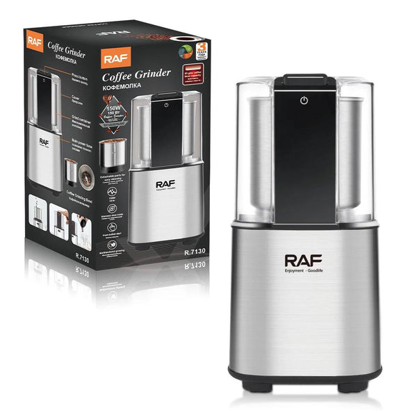 مطحنة قهوة RAF 2×1، فضية، 150 واط، 100 جرام، موديل R.7130