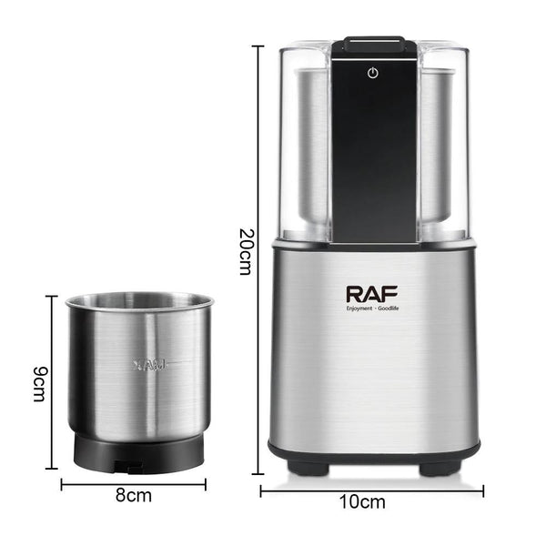 مطحنة قهوة RAF 2×1، فضية، 150 واط، 100 جرام، موديل R.7130