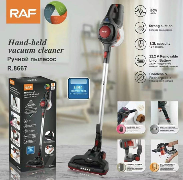 RAF Handheld Vacuum Cleaner, Charger, Black, 100 Watt, Model R.8667