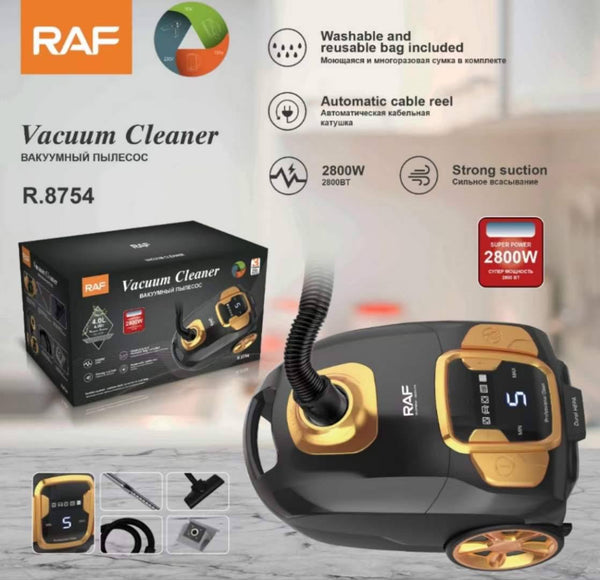 RAF Vacuum Cleaner, Black×Gold, 2800 WAT, 4 Liter, Model R.8754