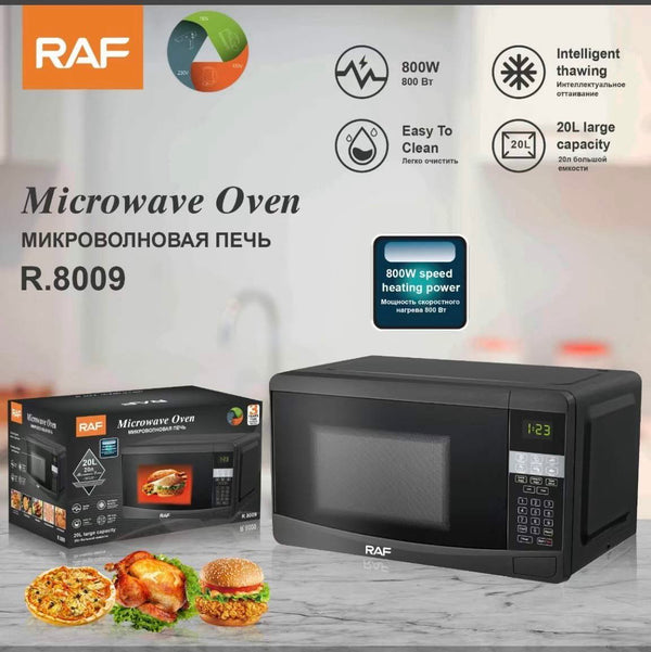 ميكروويف RAF، أسود، 800 واط، 20 لترًا، موديل R.8009B