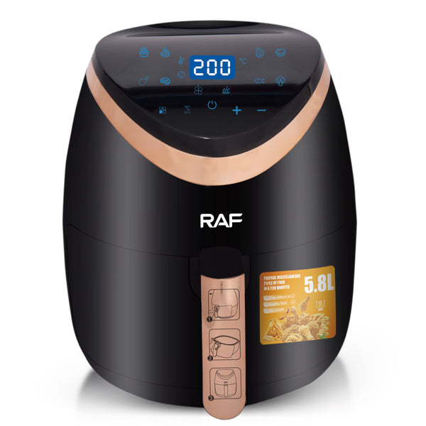مقلاة هوائية RAF، رقمية، سوداء، 1500 واط، 5.8 لتر، موديل R.5234B - أسود