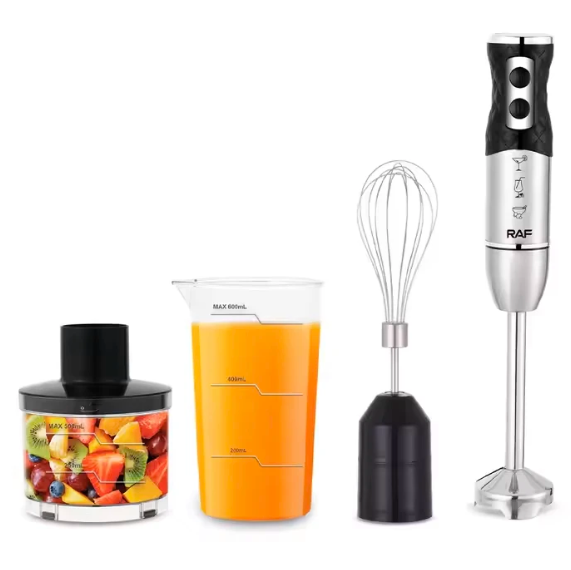 خلاط يدوي راف ٤ في ١ من الفولاذ المقاوم للصدأ، فضي، ١٦٠٠ واط، موديل R.3008